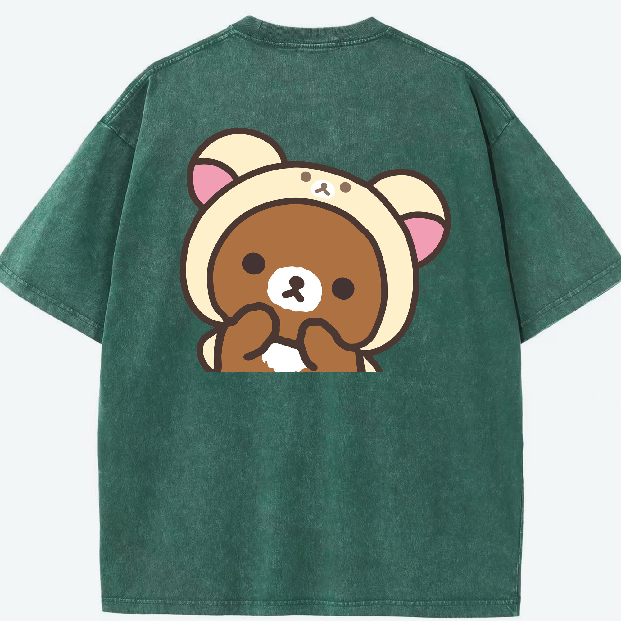 （画像用） リラックマ リラックマ キイロイトリ Rilakkuma Korilakkuma Kiiroitori 綿100% ヴィンテージ風 半袖Tシャツ（背面プリント）